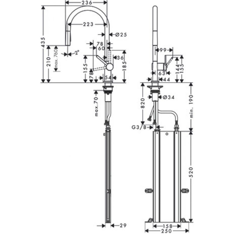 Photo Kitchen mixer hansgrohe Talis M54 72801800 with exhaust shower, steel