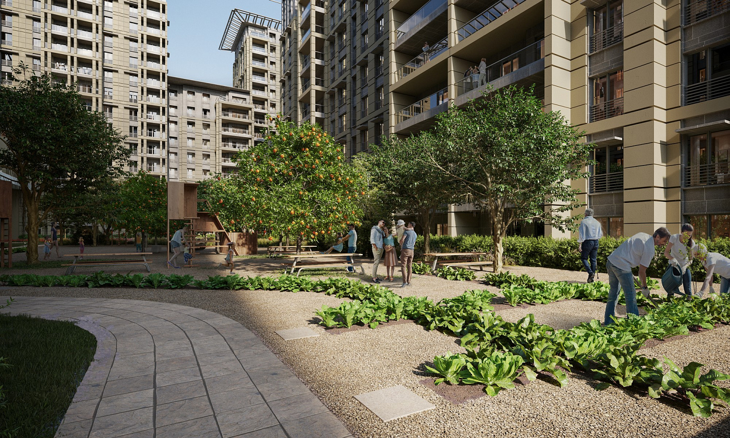 Multifunctional residential quarter with park