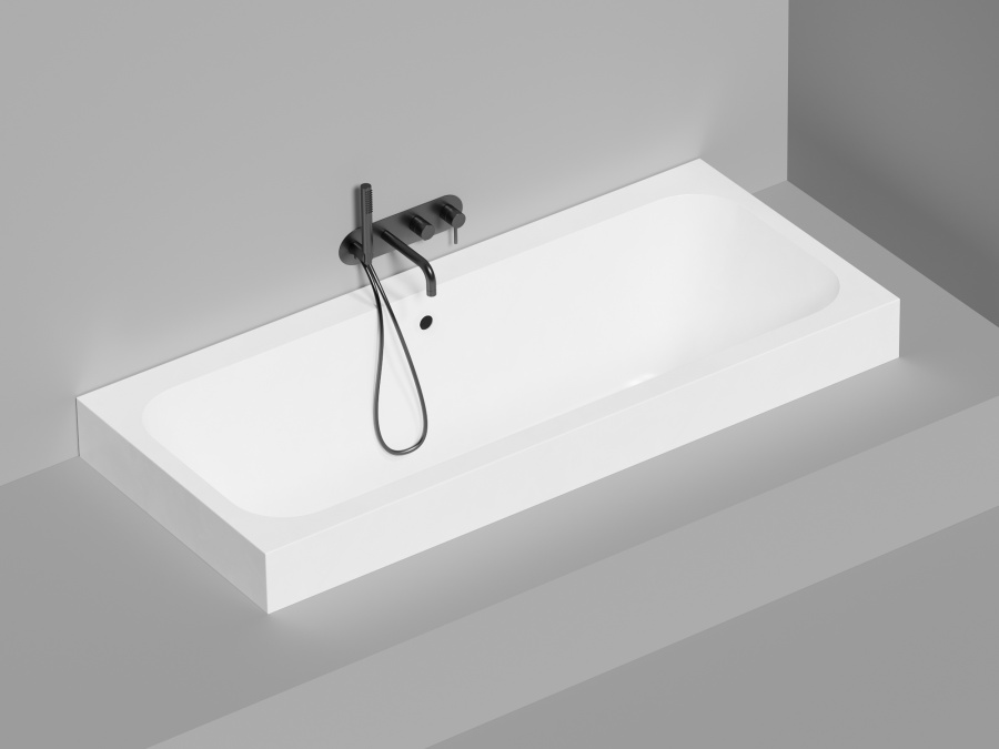 Photo Bath of artificial stone Salini Orlando Axis 180x80 103212MF black matte