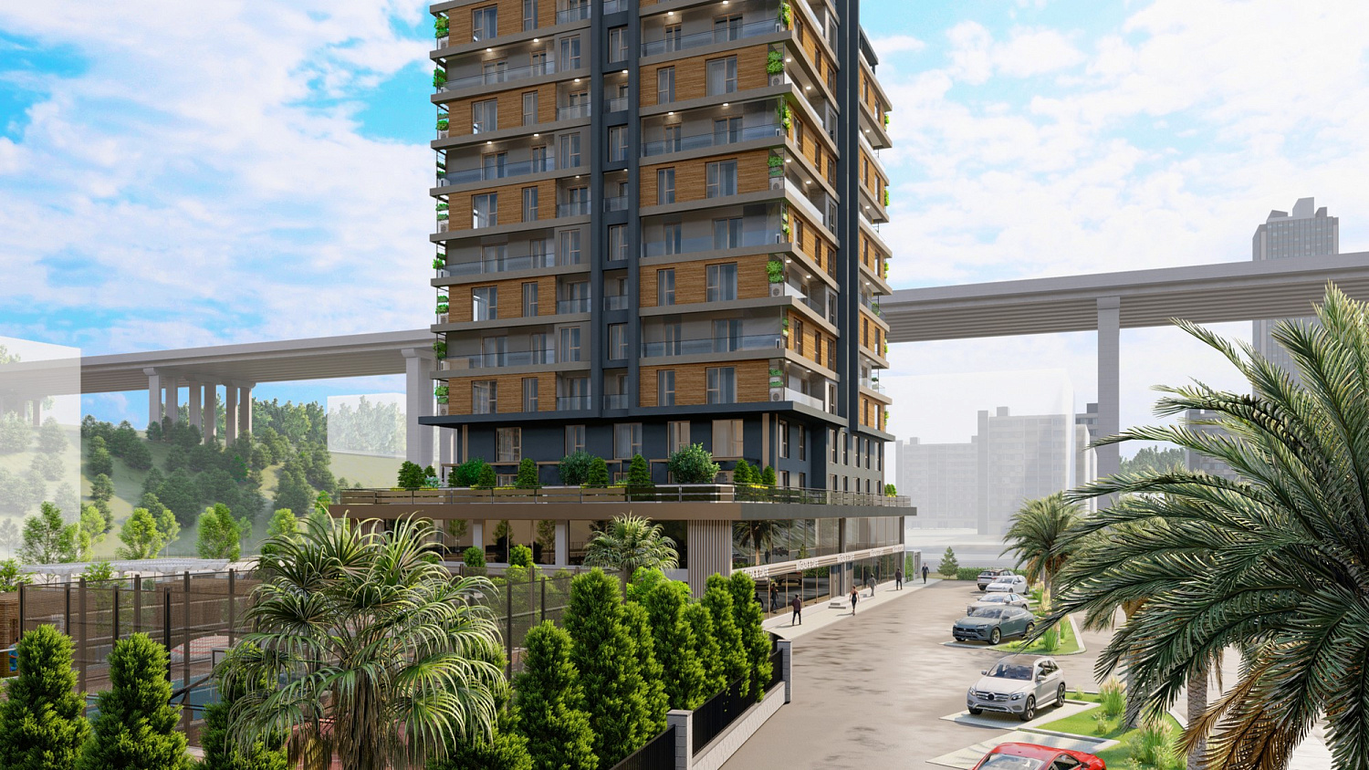 Modern residential complex with infrastructure