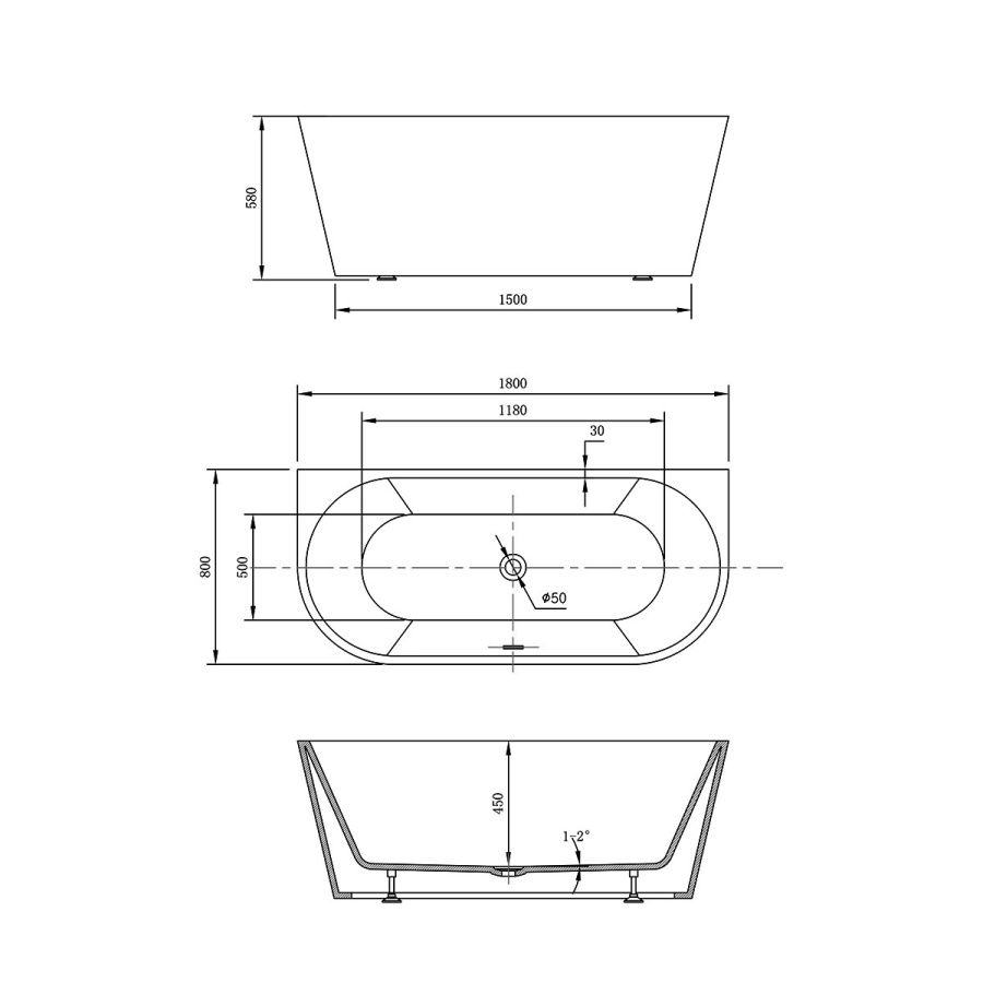 Photo Acrylic bath Vincea 180x80 VBT-421-1800