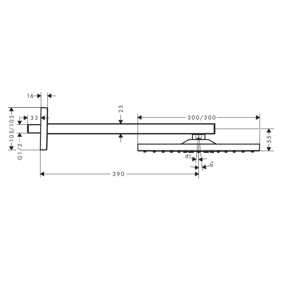 Photo Overhead shower hansgrohe Raindance E 300 1jet 26238990 with holder, polished gold