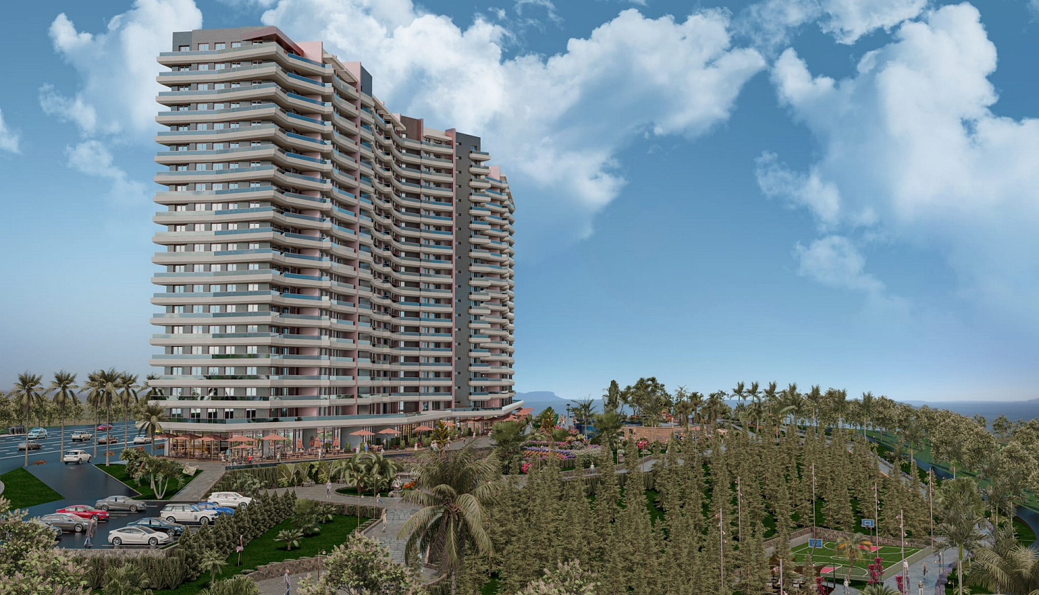 Modern complex with swimming pools and sports infrastructure