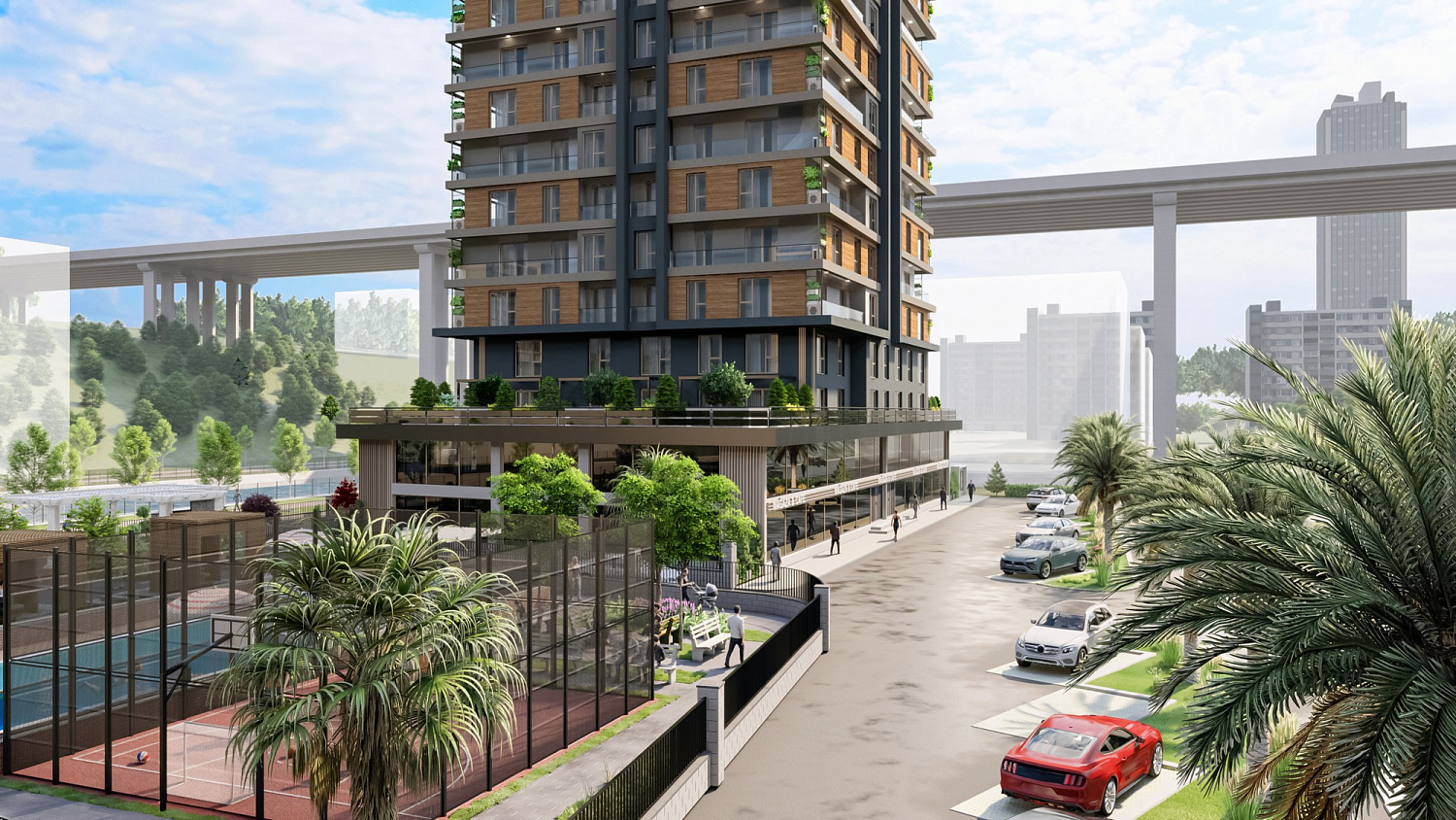 Modern residential complex with infrastructure