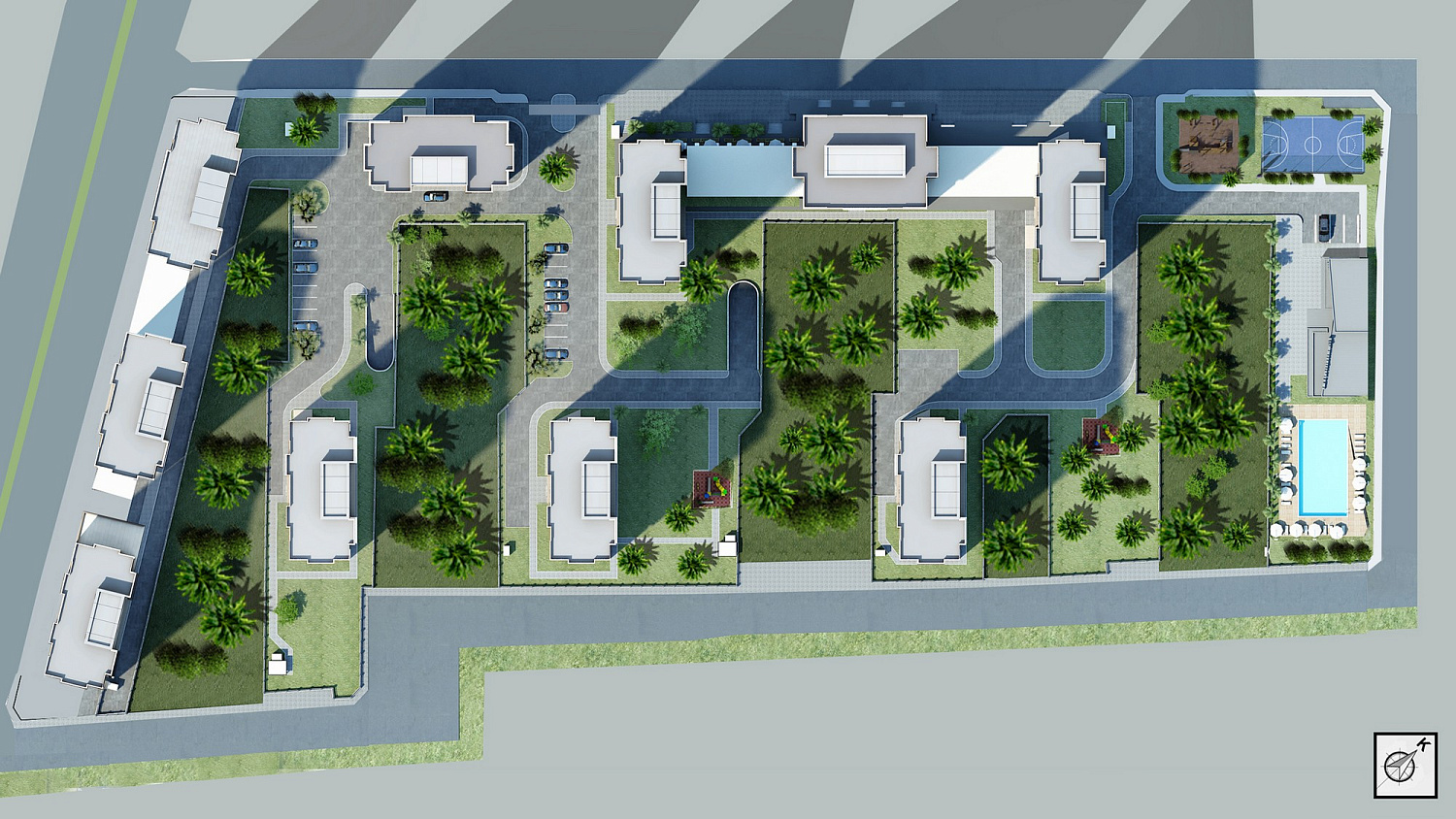Modern family complex with extensive infrastructure