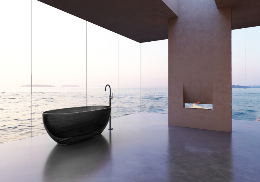 Photo Transparent bath Abber Kristall 170x75 AT9703Onyx black