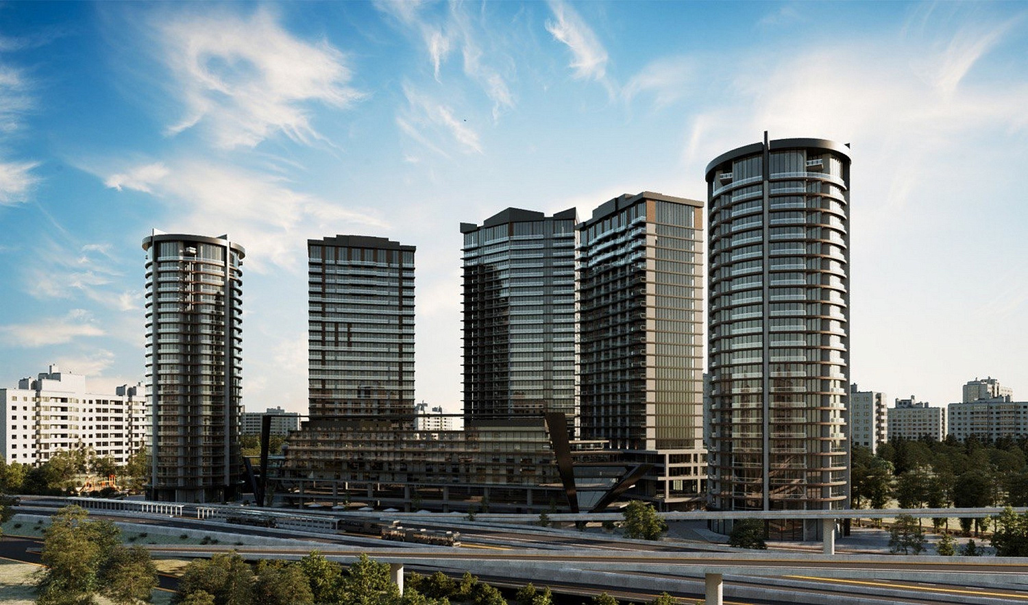 Modern complex for living in the style of a metropolis