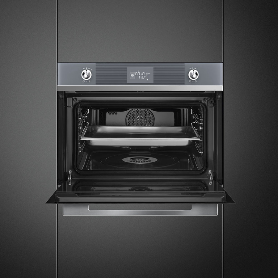 Photo Oven cabinet combined with steam cooker Smeg SF4102VCS