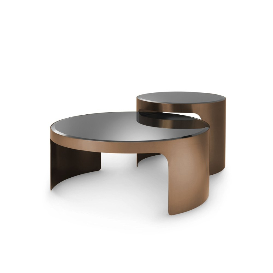 Photo Set of two Piemonte coffee tables (cast copper)