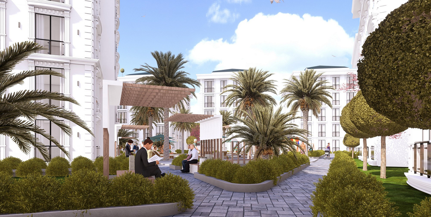 Residential project by the sea with developed infrastructure