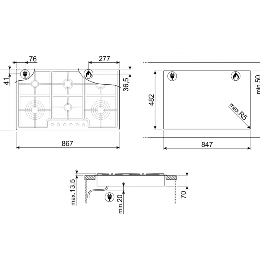Photo hob Smeg PGF96