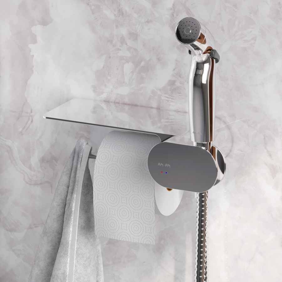 Photo AM.PM Inspire V2.0 CK50C1704W toilet with hygienic shower and accessories