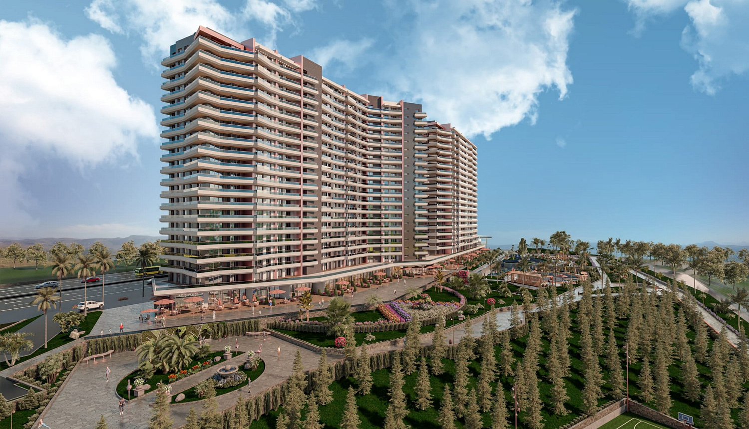 Modern complex with swimming pools and sports infrastructure