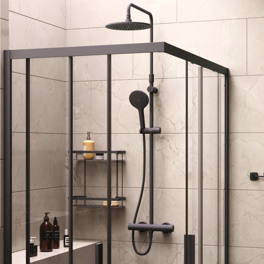 Photo Set shower corner Am.Pm Gem S 120x80 WK93ER black matte