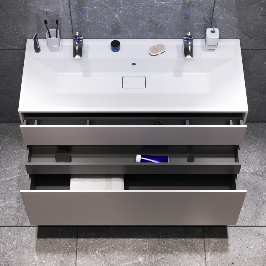 Photo The cabinet under the sink AM.PM Inspire V2.0 M50AFHX1203EGM 120 cm gray matte