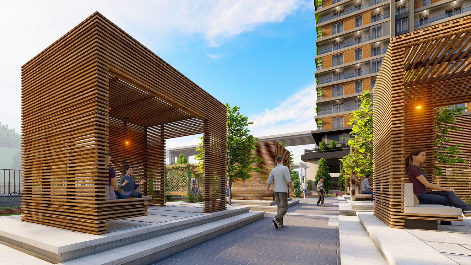 Modern residential complex with infrastructure