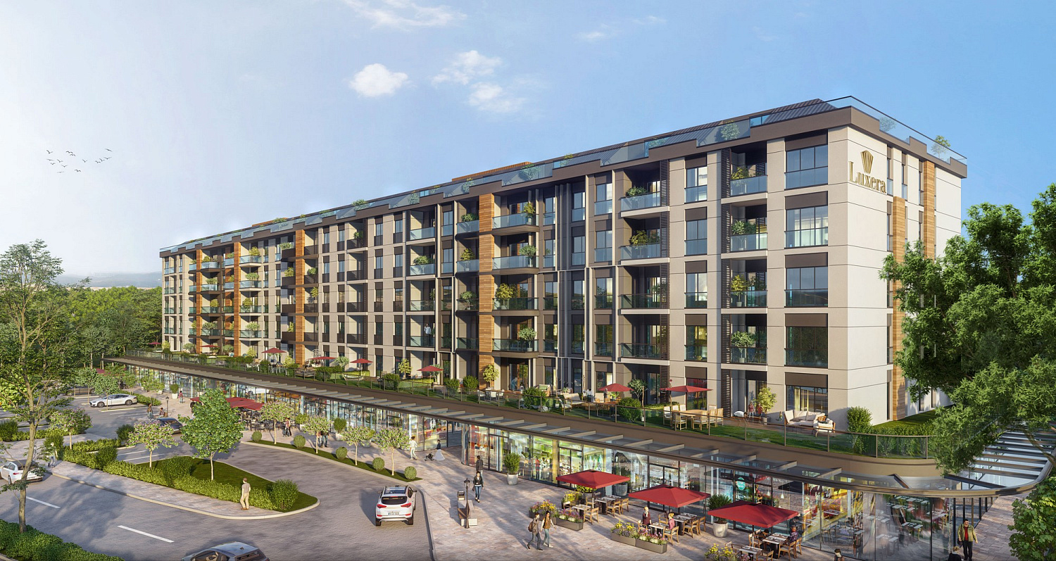 Residential complex overlooking the city and surrounding nature