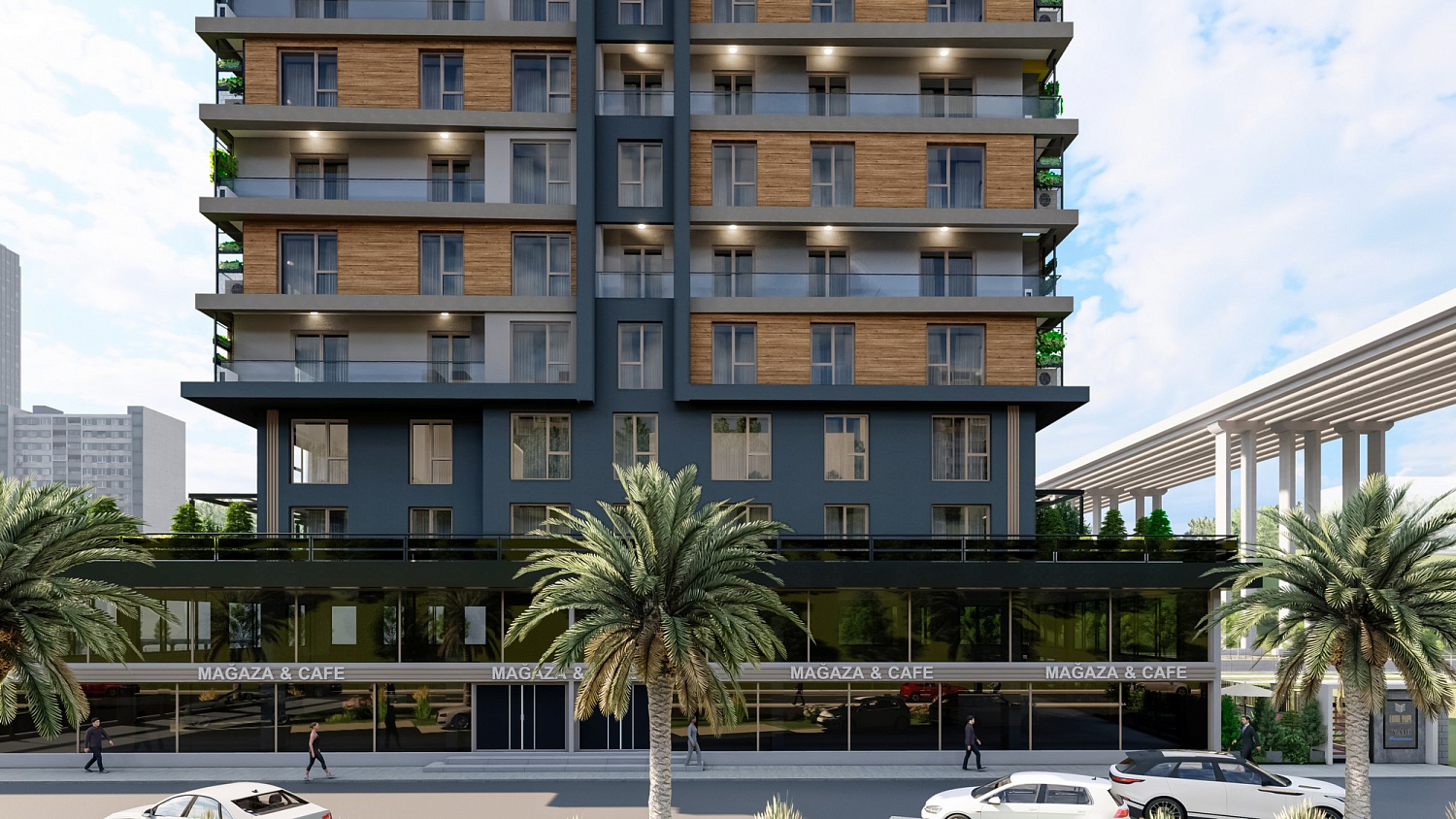 Modern residential complex with infrastructure