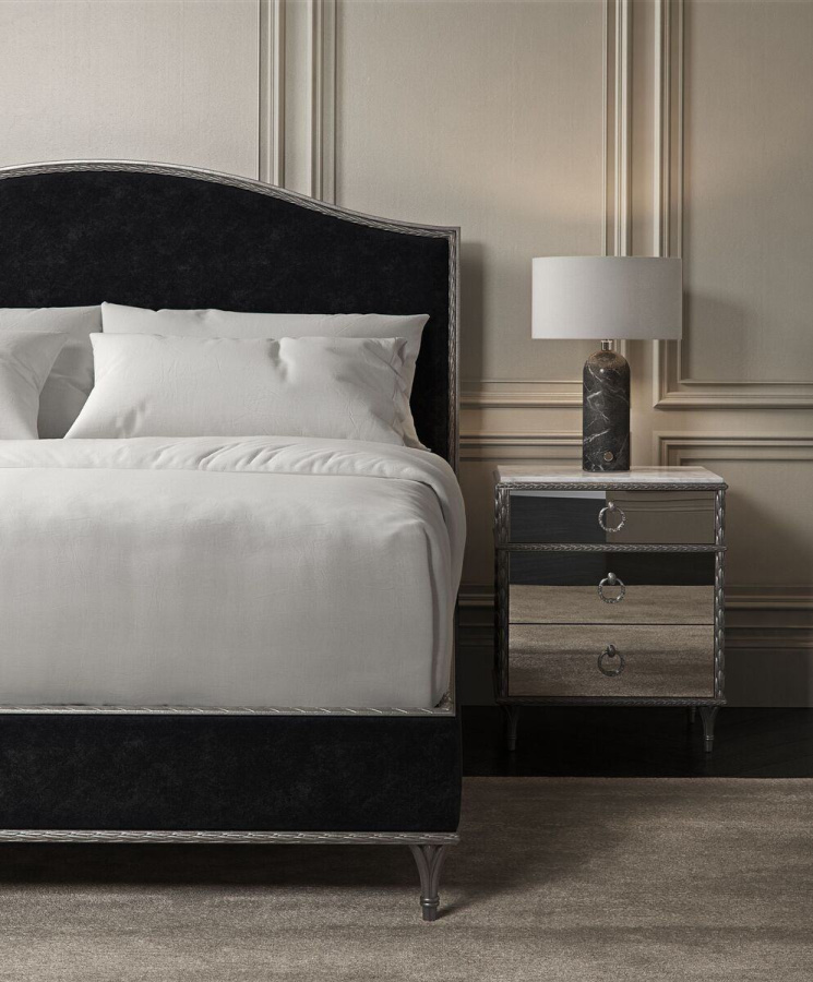 Photo Fontainebleau Platform bed (smoky grey finish, Queen Size)