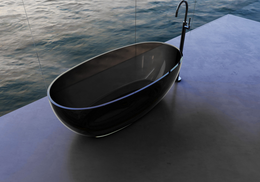 Photo Transparent bath Abber Kristall 170x75 AT9703Onyx black