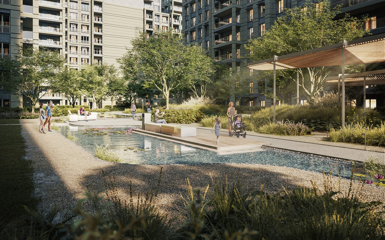 Multifunctional residential quarter with park
