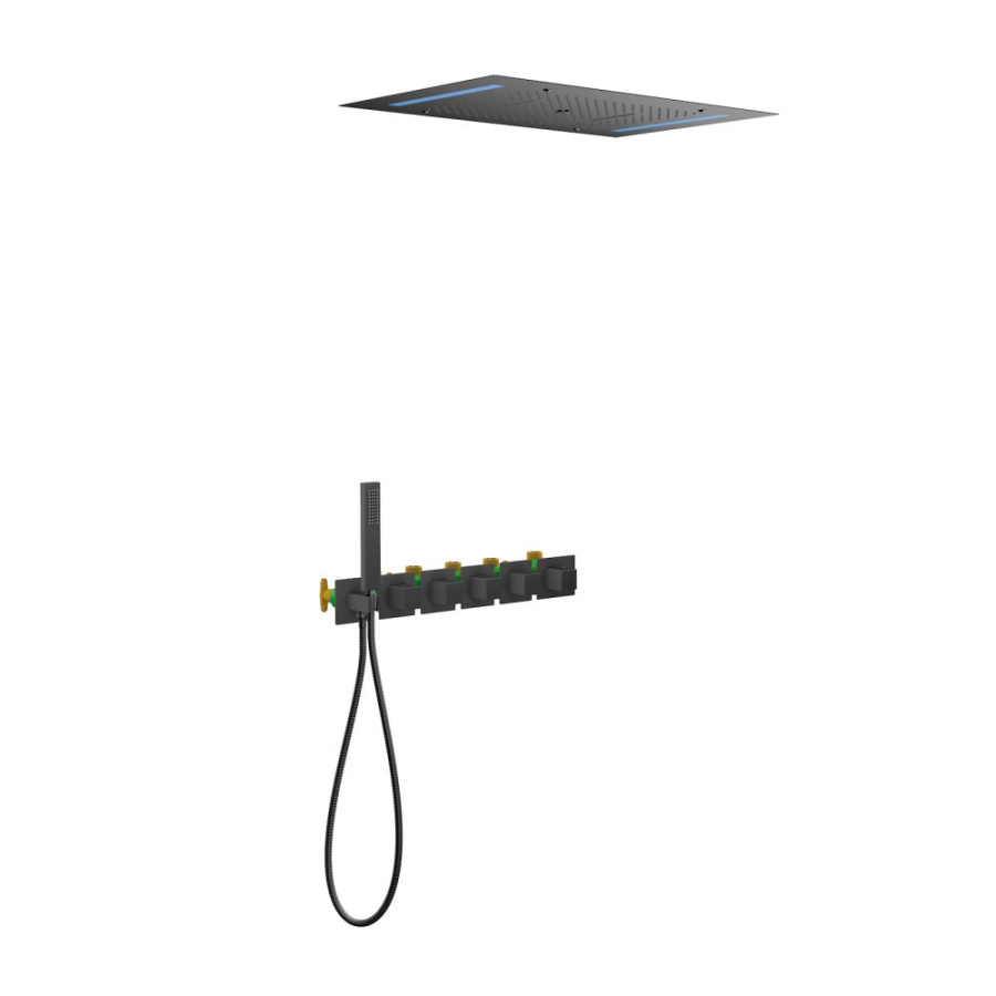 Photo Shower system with Timo Petruma SX-5229/03SM black thermostat