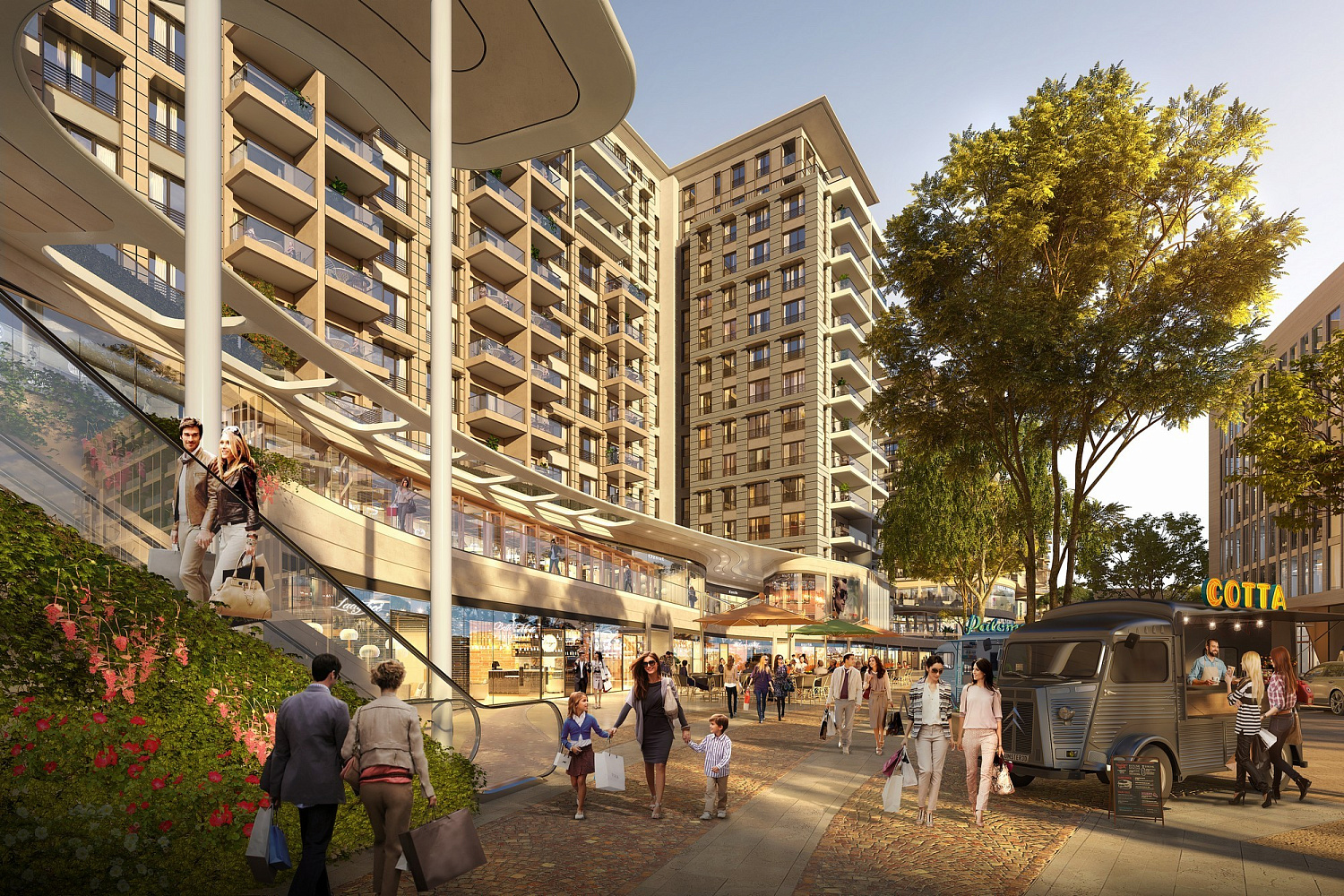Multifunctional residential quarter with park