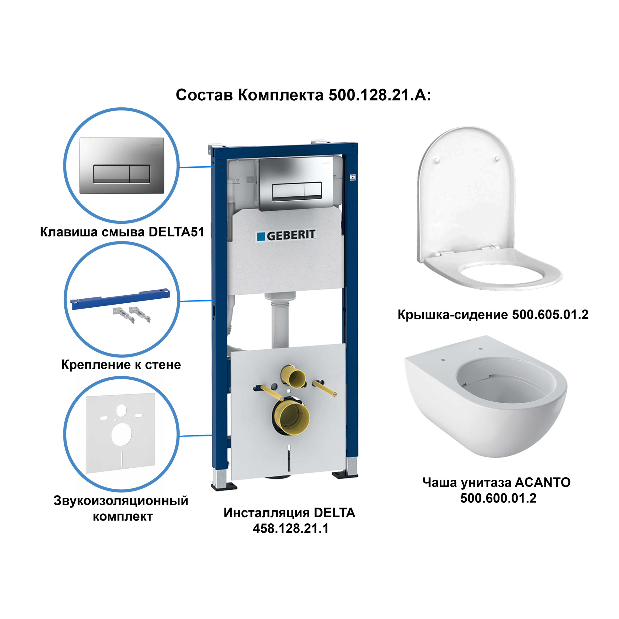 Photo Geberit Acanto 500.128.21.A with installation + key + seat