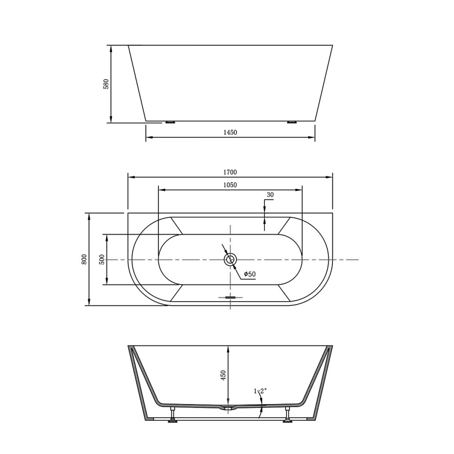 Photo Acrylic bath Vincea 170x80 VBT-421-1700MB