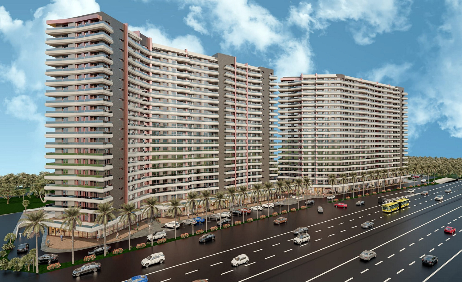 Modern complex with swimming pools and sports infrastructure