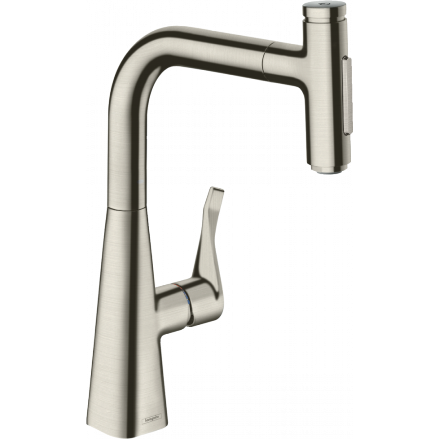 Photo Kitchen mixer hansgrohe Metris Select M71, 240, 2jet 73822800 with exhaust shower, steel