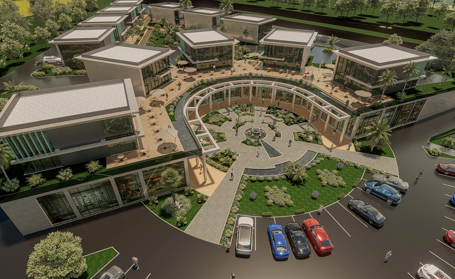 Modern complex with swimming pools and sports infrastructure